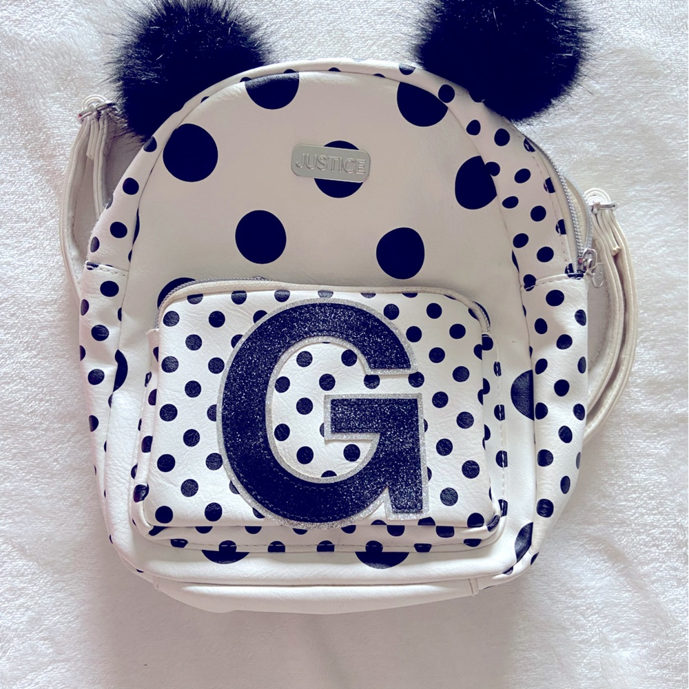 Leather Black/White Mini Backpack